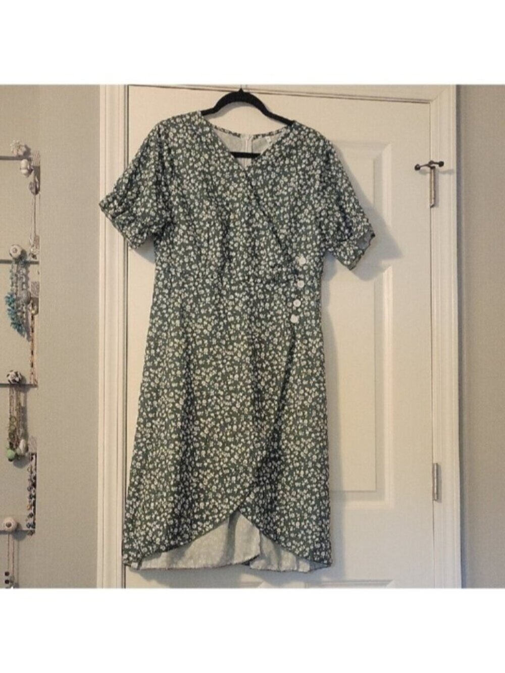 Chic Green Floral High Low Dress